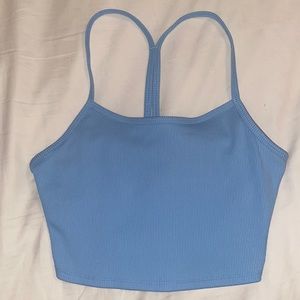 alo yoga cropped ripped tank top - size Small - light blue
